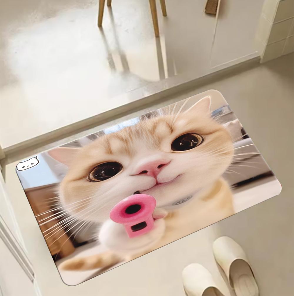 Funny Cute Pet Cat Internet Celebrity Cat Mat Doormat for Entrance Non-slip Natural Home Accessories Minimalist Original Design