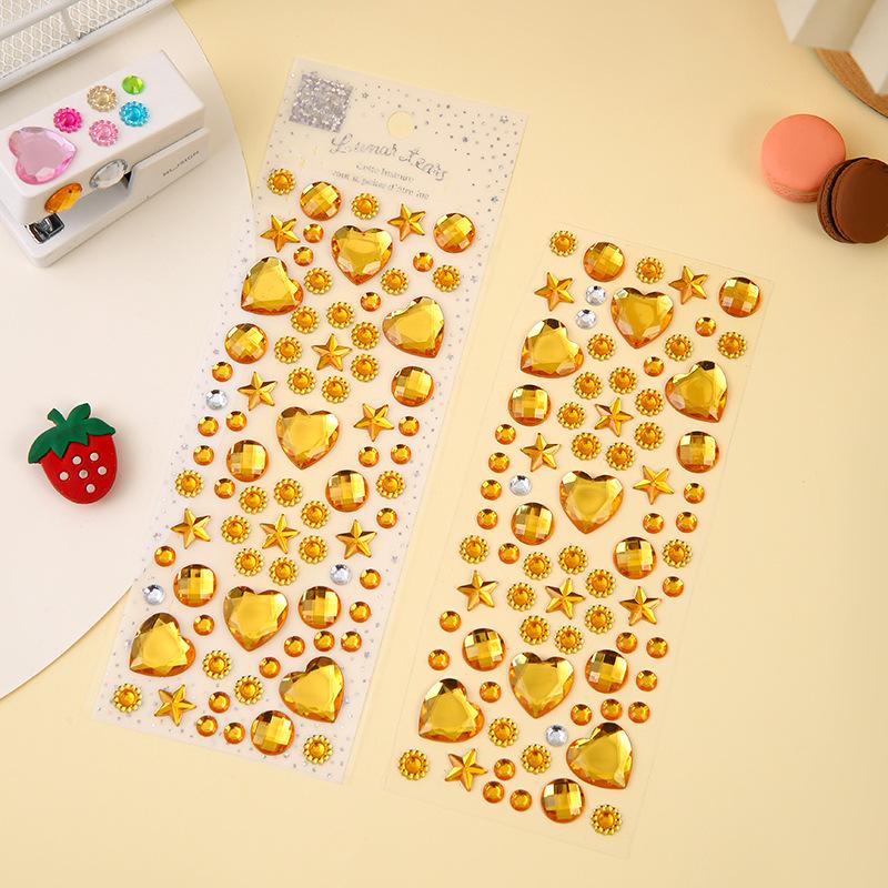 Love Heart Shaped Face Gem Sticker for Kids Diamond Acrylic Crystal Tattoo Stickers DIY Three-dimensional Rhinestone Decorations