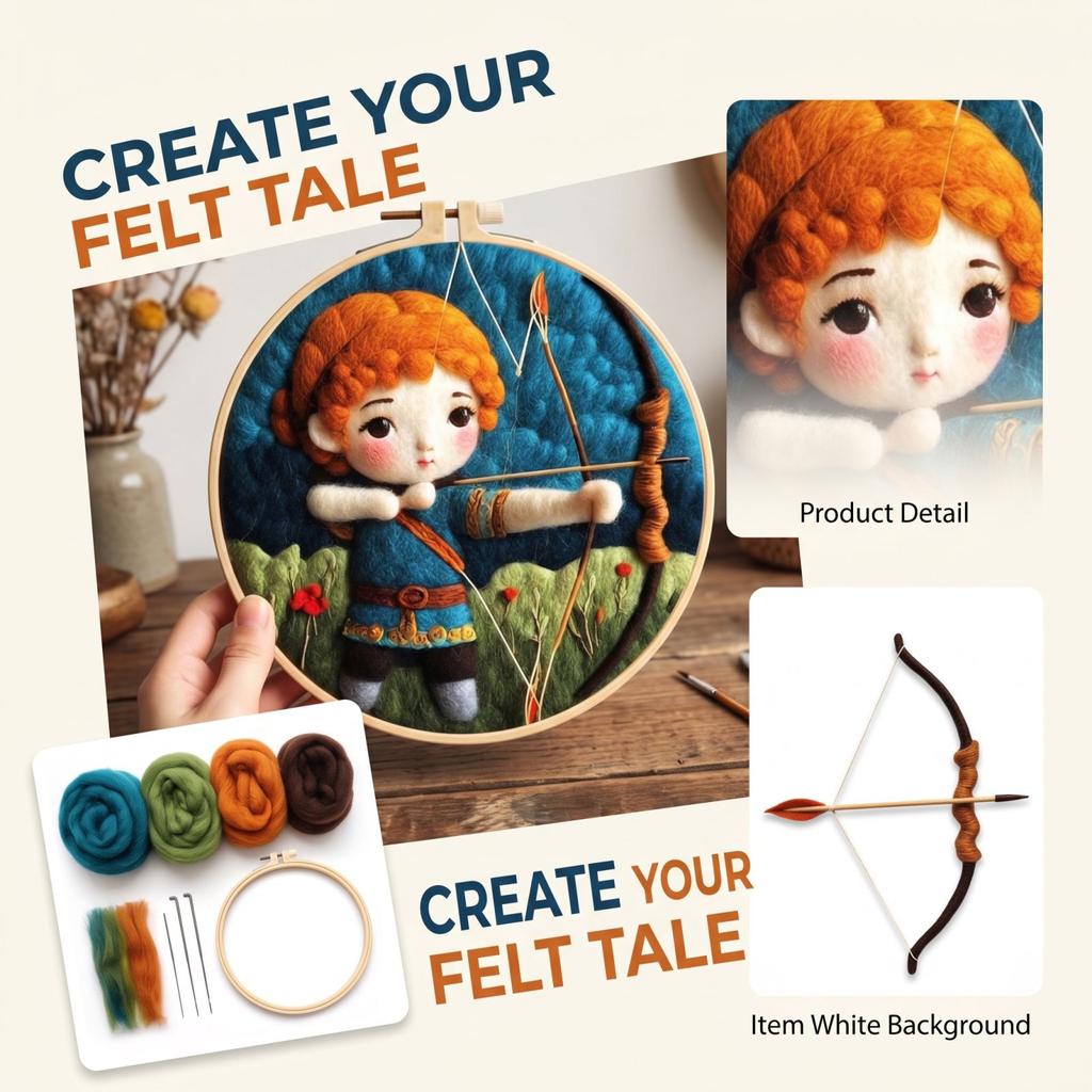 Needle Felting Kit for Beginners with Embroidery, Wool Painting Supplies for DIY Crafts and Home Decor