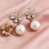 Gentle French Flower Imitation Pearl Earrings for Women, Daily Sweet Ear Studs, Temperament Versatile Internet-famous Fashion Ear Accessories