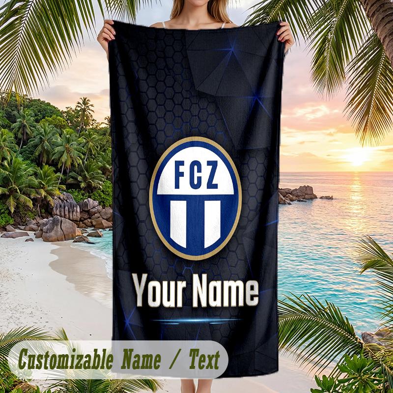 Beach Towel FC Zürich Print Custom Name Text Soft Towel for Swimming Pool