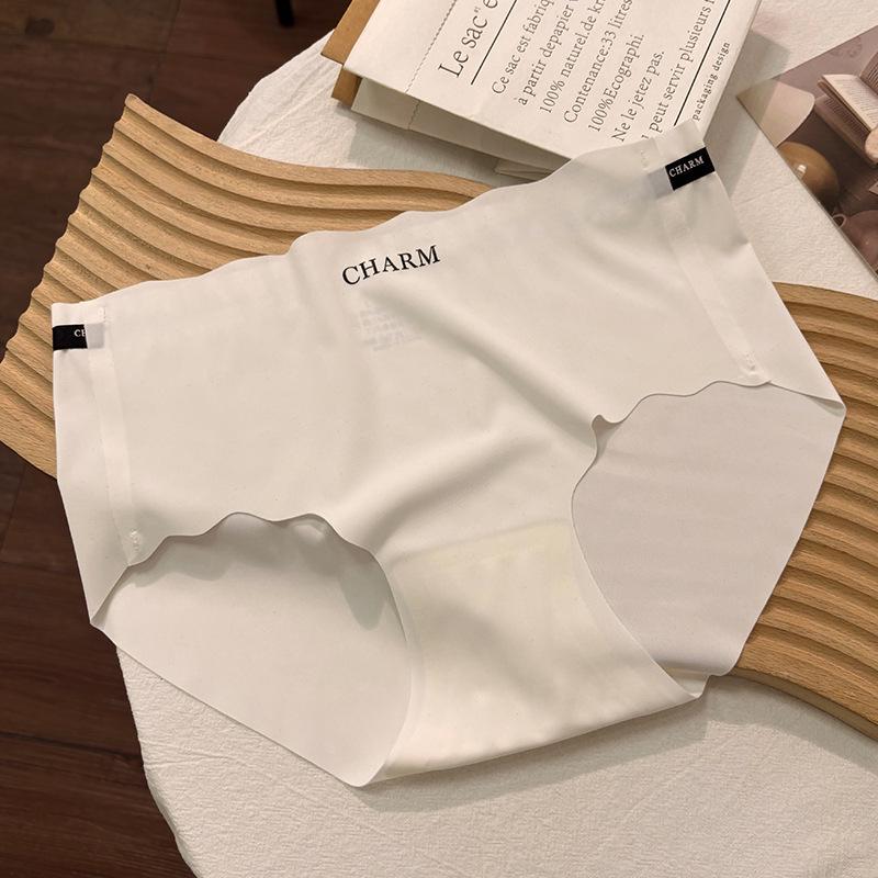 

Бесшовные брюки из молочной кожи с шелковой антибактериальной ластовицей и поясом с английским принтом M (40-55 kg) белый