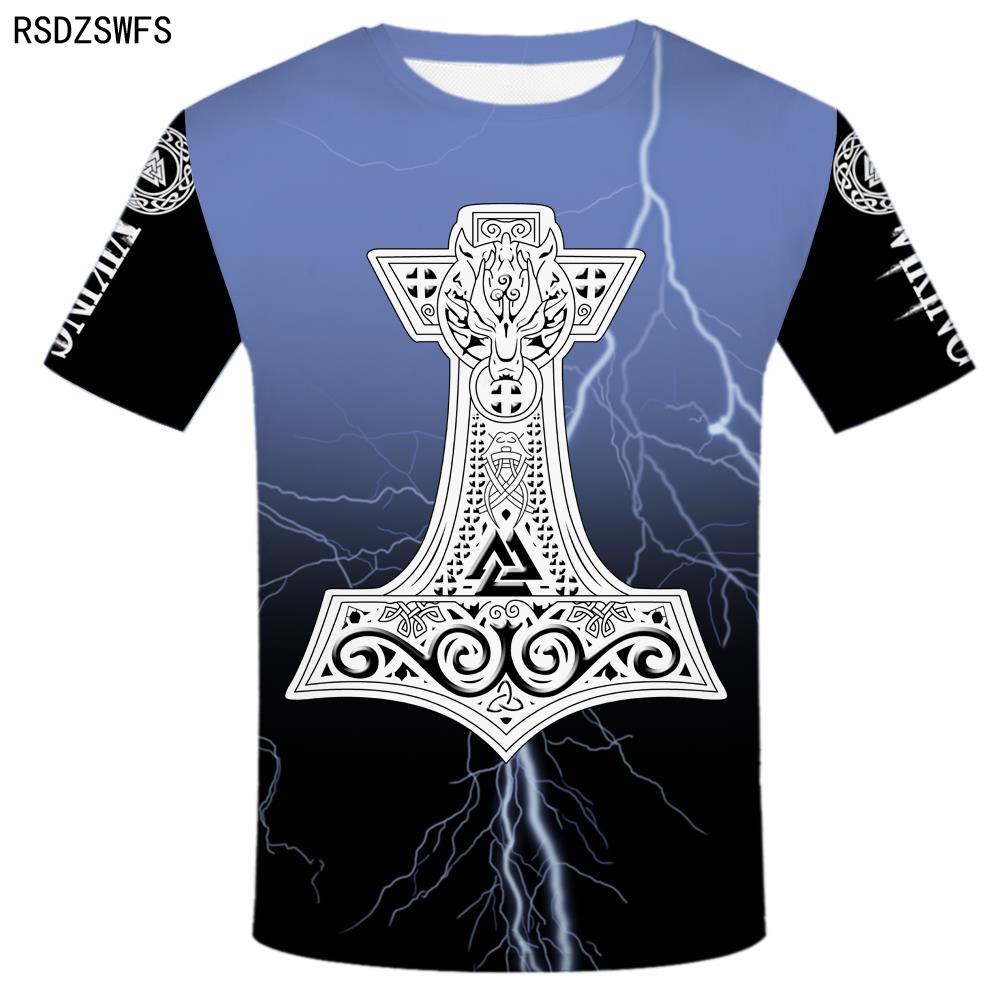 2020 Neue Mode für Männer Hoodies 3D-Druck Viking Tattoo T-Shirt T-Shirts Shorts Ärmel Bekleidung Unisex nordischen Cosplay lustige Streetwear