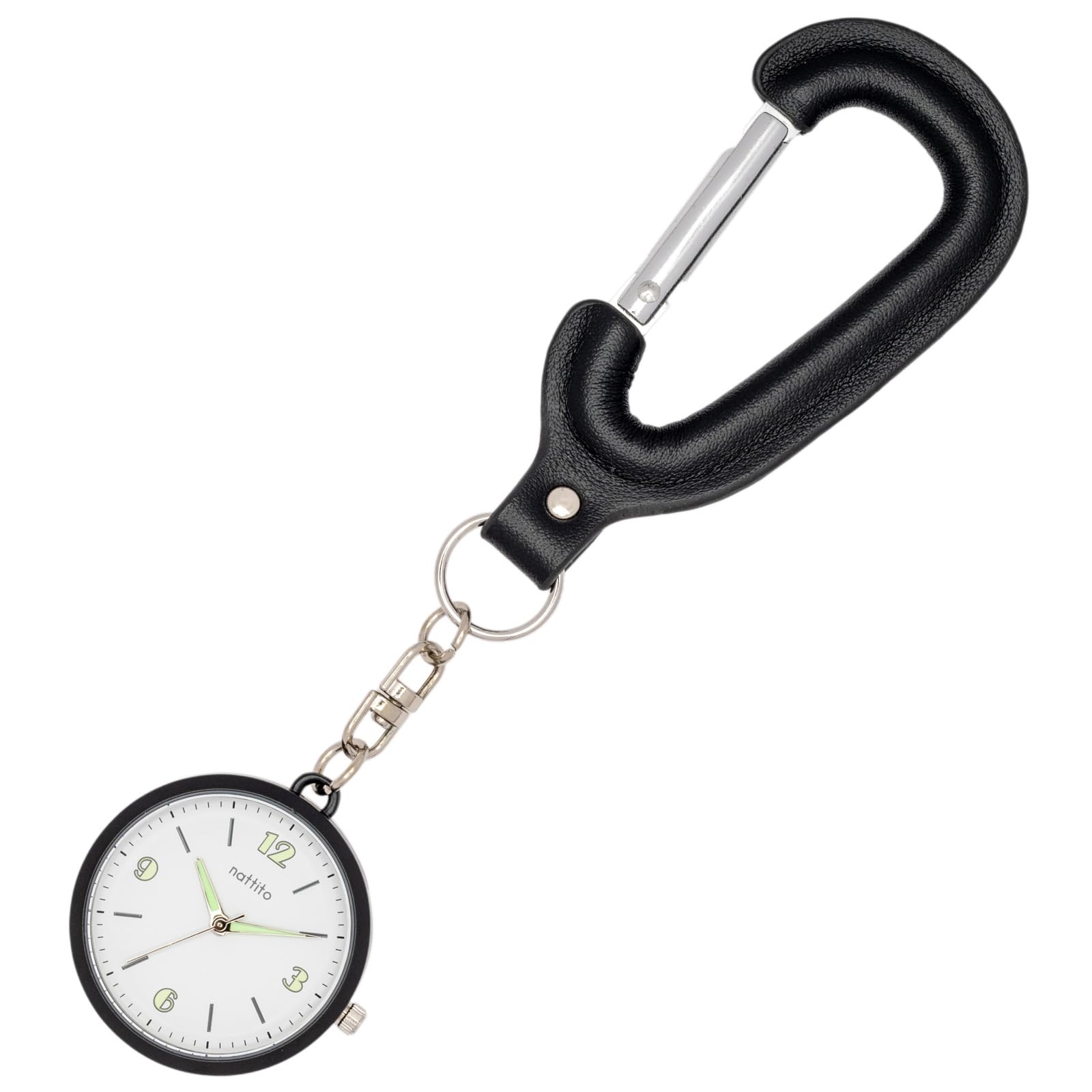 

Fieldwork Women s Analog Pocket Watch with Carabiner, Leather Strap, Luminous Hands, and Luminous Dial, Coda Black, ST303-5