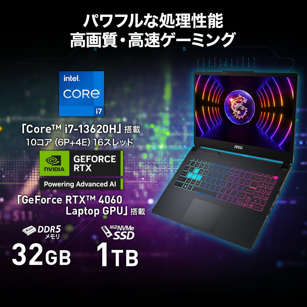with Core i7 NVIDIA RTX thin and lightweight MSI gaming laptop Cyborg15 11 [Equipped & 4060, skeleton] 1.98kg