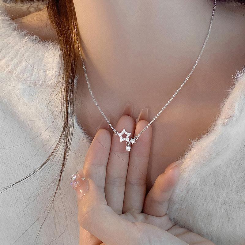 Necklace Women'S Diamond Pentagram Strength Chain Women'S Light Luxury Premium Versatile Temperament Clavicle Chain