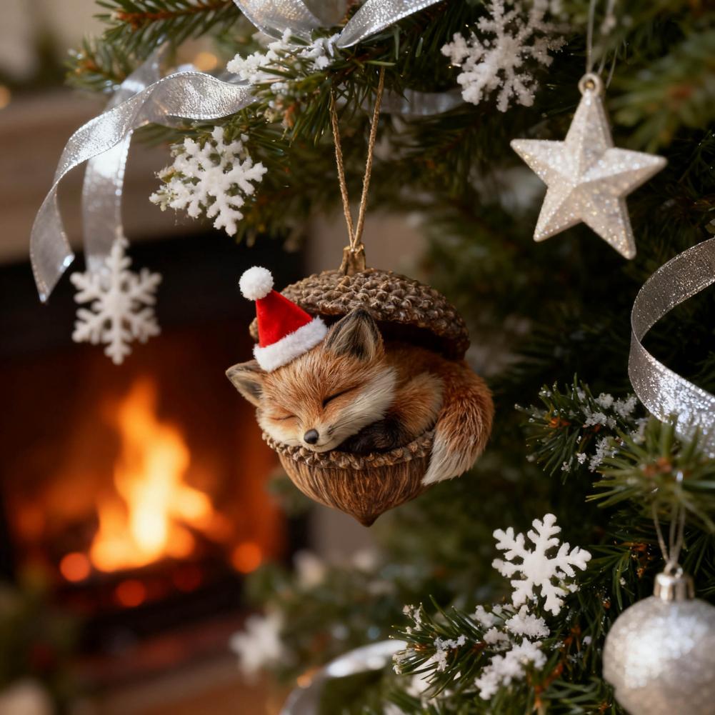 2D Acrylic Forest Animal Acorn Ornament Woodland Creature Christmas Ornaments Animals Hanging Decor For Home Party Decoration