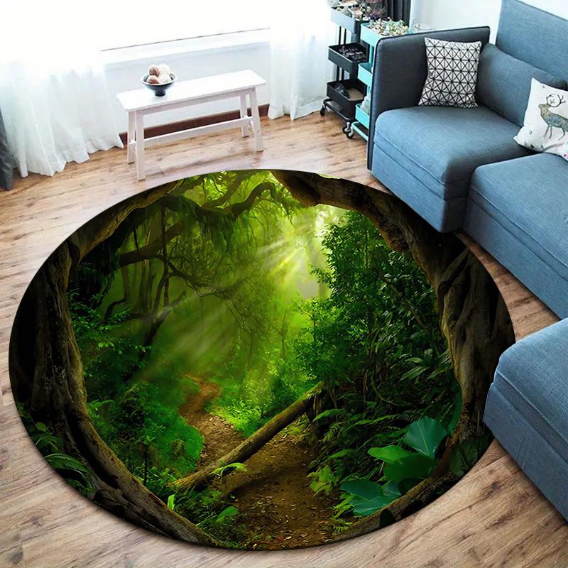 Beautiful Scenery Round Area Rug,Carpet Rug for Living Room Bedroom Sofa Playroom Decor,Non-slip Floor Mat