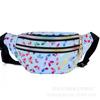 Double Zipper Waist Bag Sports Waist Pack Colorful Printed Small Coin Bags PU Crossbody Bag Running Bags Cycling Shoulder Bags