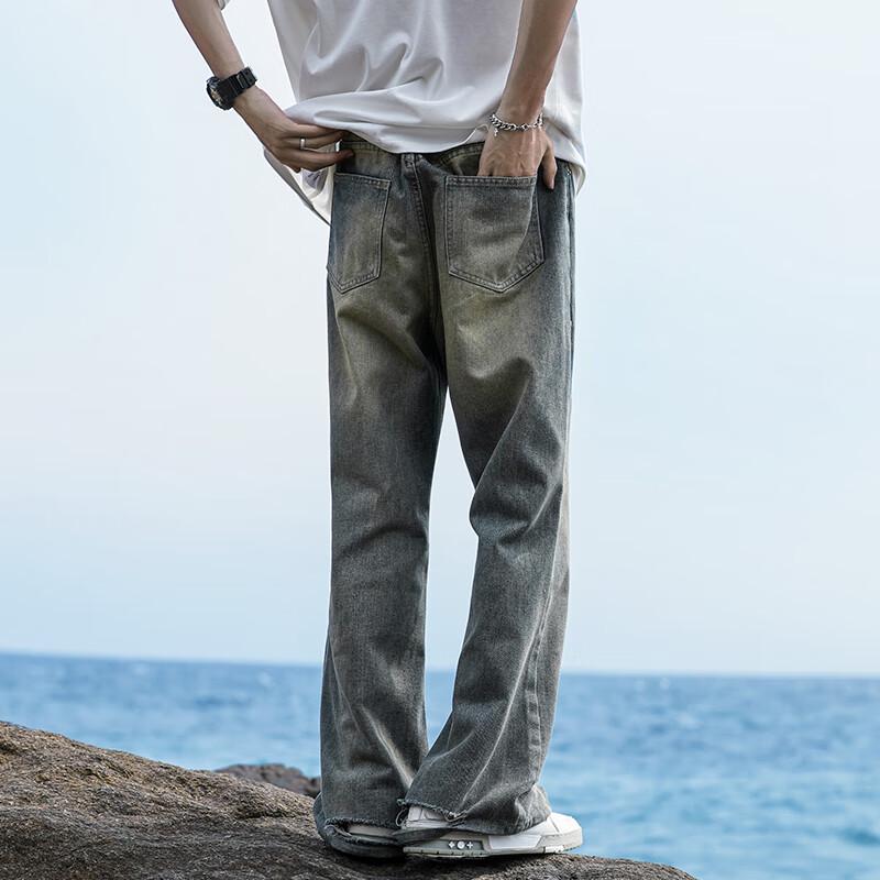 SWAMP AREA Men's High Street Bootcut Straight-Leg Jeans