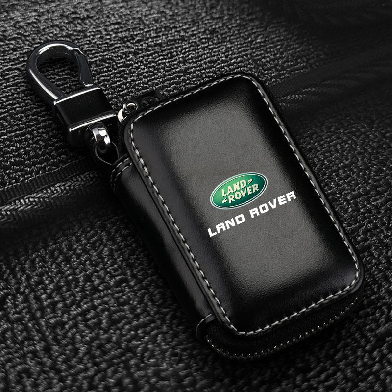 1 Stück Leder Emblem Autoschlüssel Etui Schlüsselanhänger Reißverschluss Schlüsseletui Tasche für Land Rover SVR Emblem Freelander 3 L320 L330 Defender Range Rover Evoque Zubehör