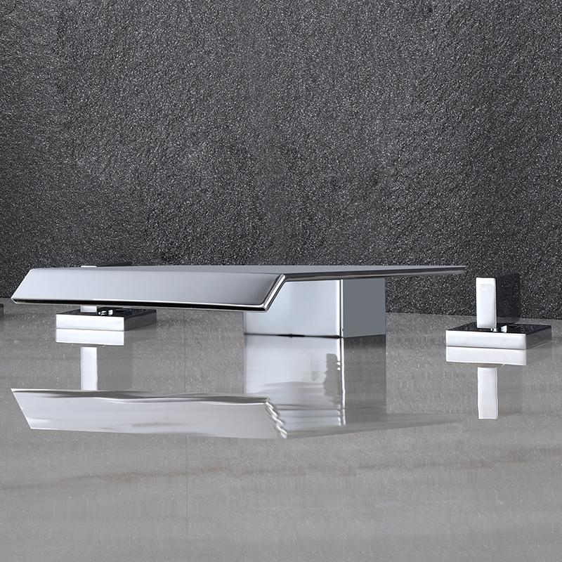 Brushed Gold/Black/Chrome Bathroom Bathtub Faucet Brass Double Handle Waterfall Water Bath Faucet Split Shower Faucet