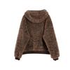 ELLE French Vintage Casual Loose Versatile Hooded Zipper Long Sleeve Faux Lamb Wool Coat Women Outerwear EF52661