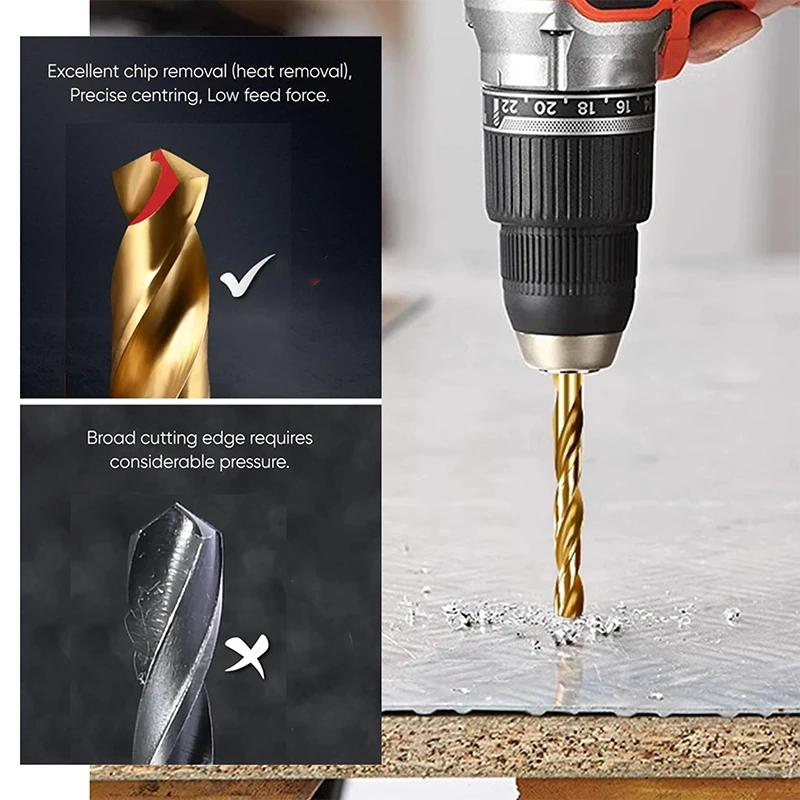 13PCS Hexagonal Handle Titanium Twists Drill 1.5-6.5mm Electric Drill Screwdriver Drilling Reaming Drill Tool Spiral Drill Bit