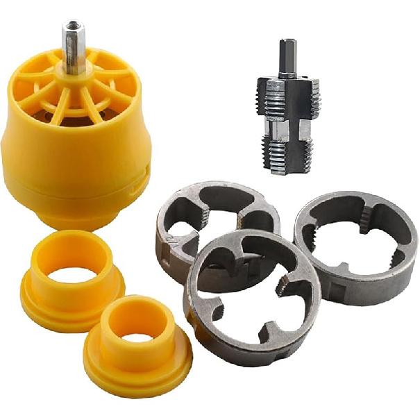 PVC Thread Maker Tool for Electric Drill - Plastic Pipe Tap Die Set with 3 Dies,1/2", 3/4", 1", Electric Drill Water Pipe Threader Plumbing Tool for