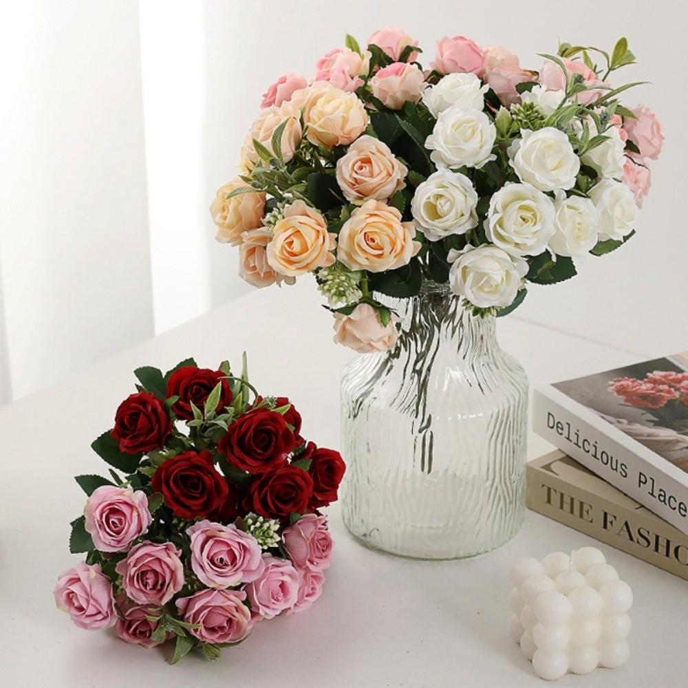 New 10 Heads Real Happy Flower 6 Colors Photography Photo Gift Valentine's Day Flowers Crystal Grass Bouquet Home Decorative