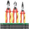 High Voltage Insulated Needle-Nose Electrician Pliers, 1000V, for Cutting, Crimping, Stripping, Angled Use.