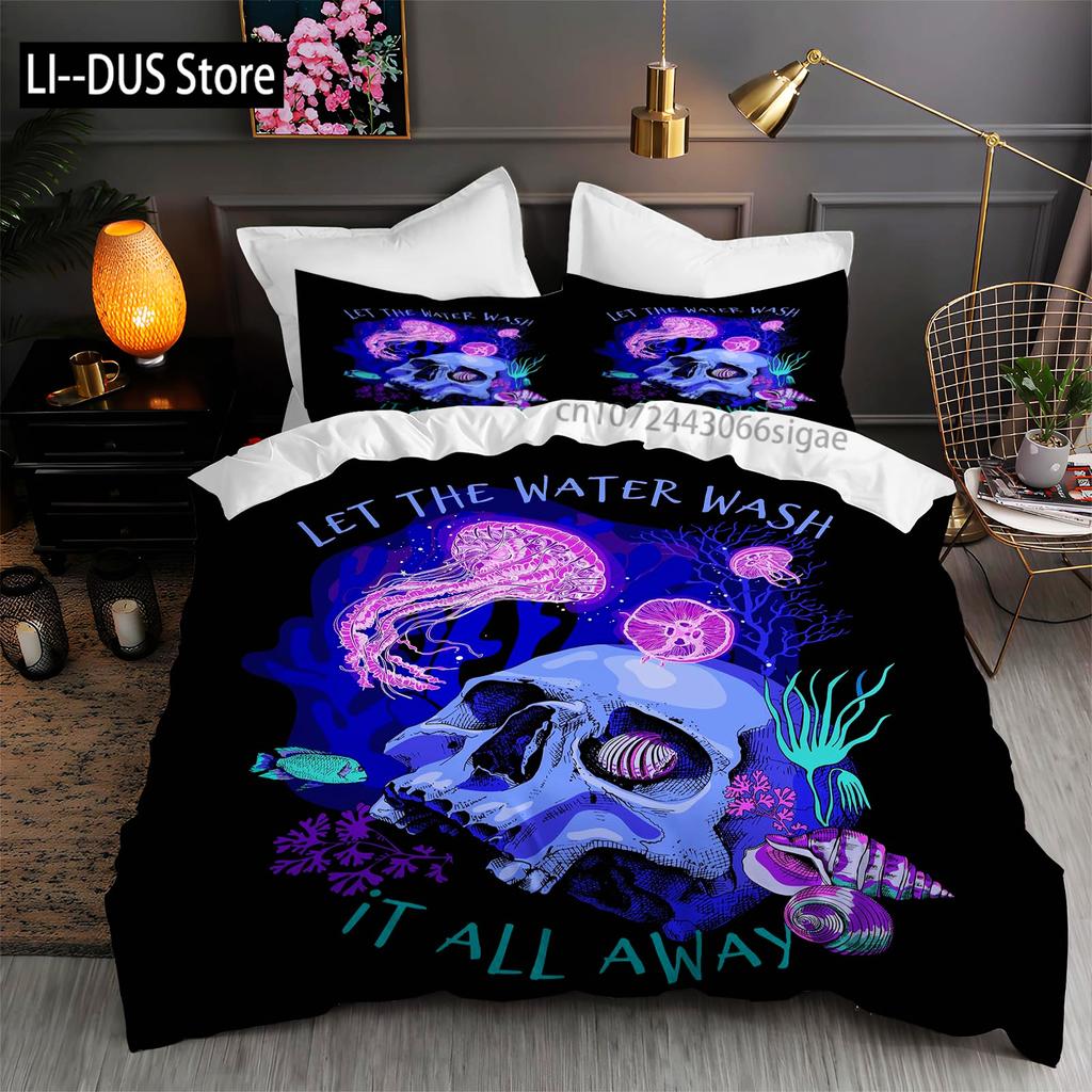 Sugar Skull Bedding Sets Queen King Full Size For Kids Colorful Flower Skeleton Bedding Decor Set With Pillowcases Room Decor