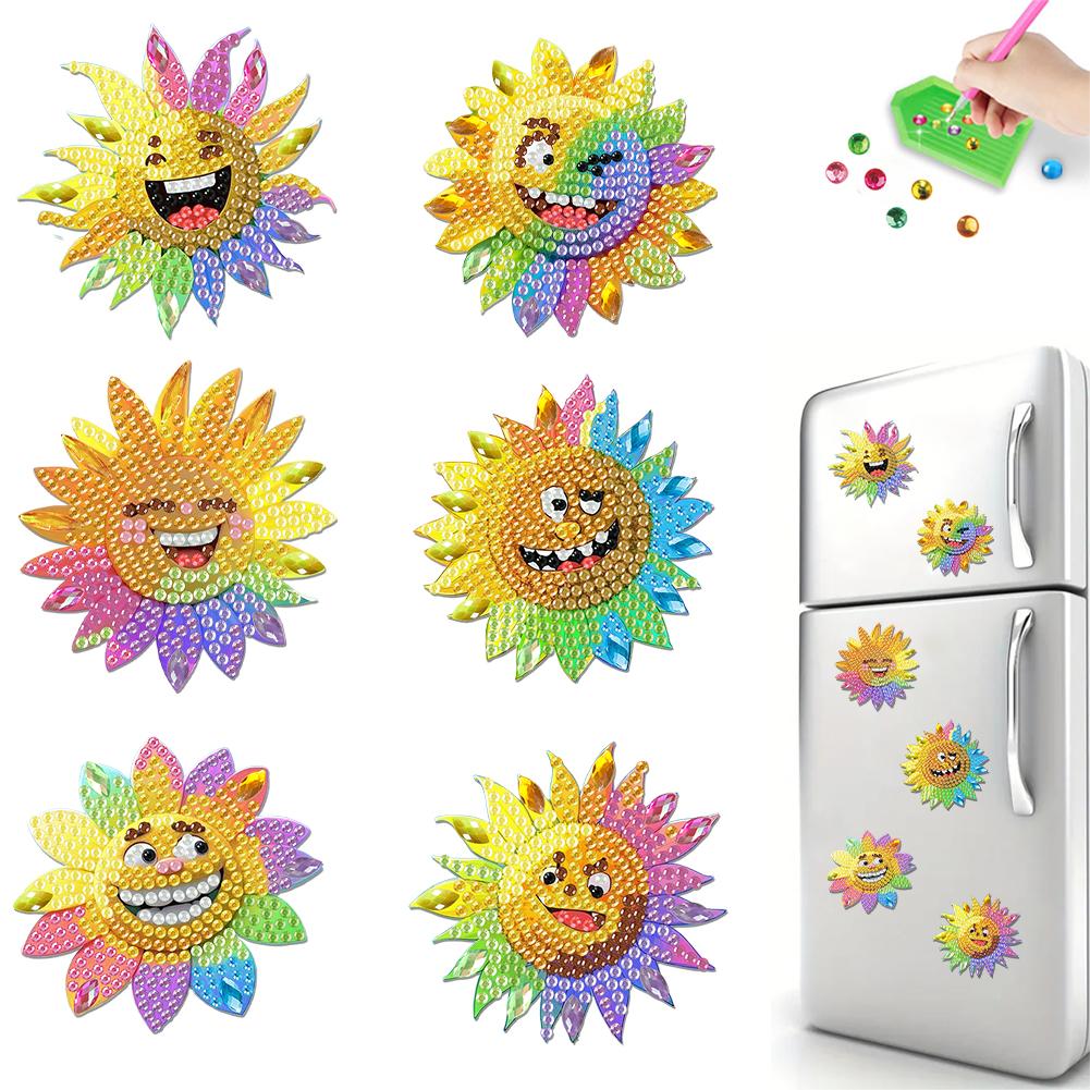 6Pcs Diamond Art Kits Fridge Magnets Diamond Art DIY Diamond Art Refrigerator Magnets DIY Art Crafts for Adults Beginners