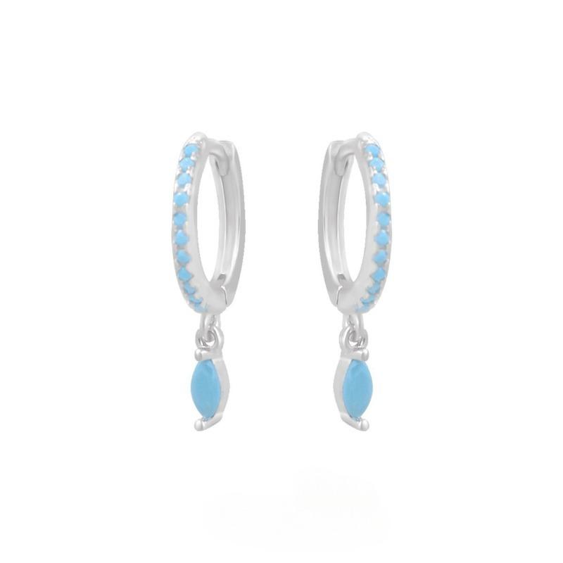 Sterling Silver Water Drop Dangle Hoop Earrings Women Minimalist Jewelry
