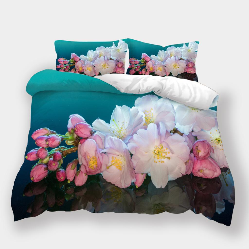 3D Printed Flower Bedding, Women's and Girls' Down Duvet Covers and Pillowcases, 2/3pc King Queen Bed Full-size Duvet Cover Gift