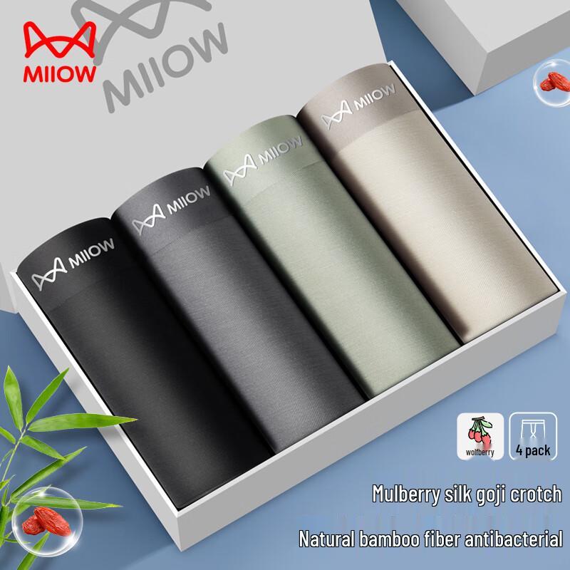 

Mao Ren Мужские антибактериальные боксеры-брифы из бамбукового волокна с ягодами годжи, 4 шт. 3XL