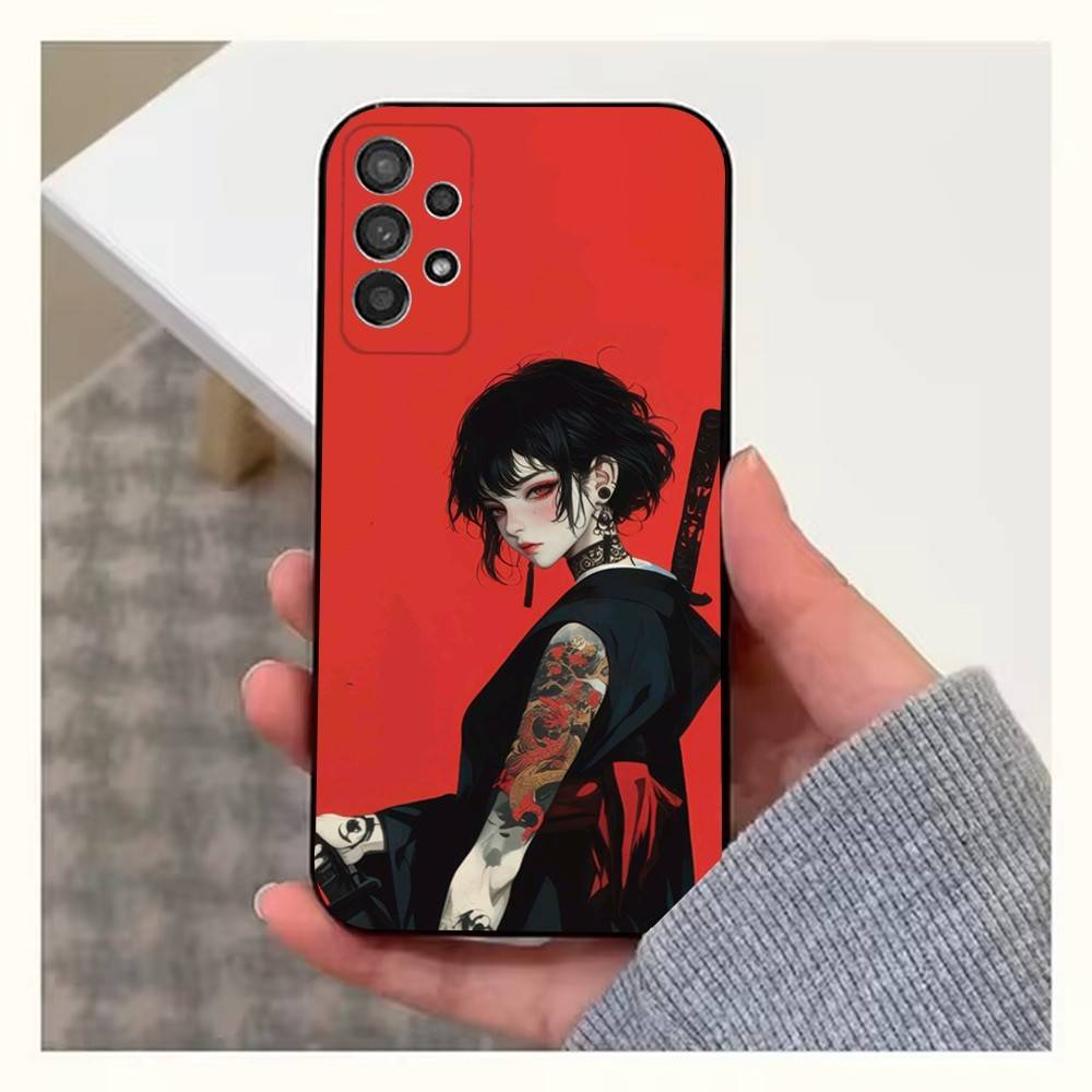 Painting Art Warrior Woman Phone For Samsung S25,S10,S20,S10,S21,S9,S24,S23,Ultra,FE,Plus,Lite,Soft Silicone Black Cover
