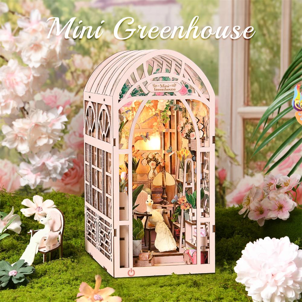 Garden Miniature House Book Nook Kit 3D Puzzle Wooden DIY Home Decoration For Bookshelf Insert Magic Book House Stand Bookshelf