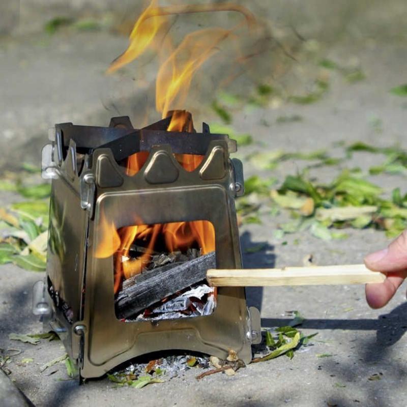 Metal Wood Burning Stove Folding Pocket Stove Wood Furnaces Burners Outdoor Metal Backpacking Stove Easy to Carry
