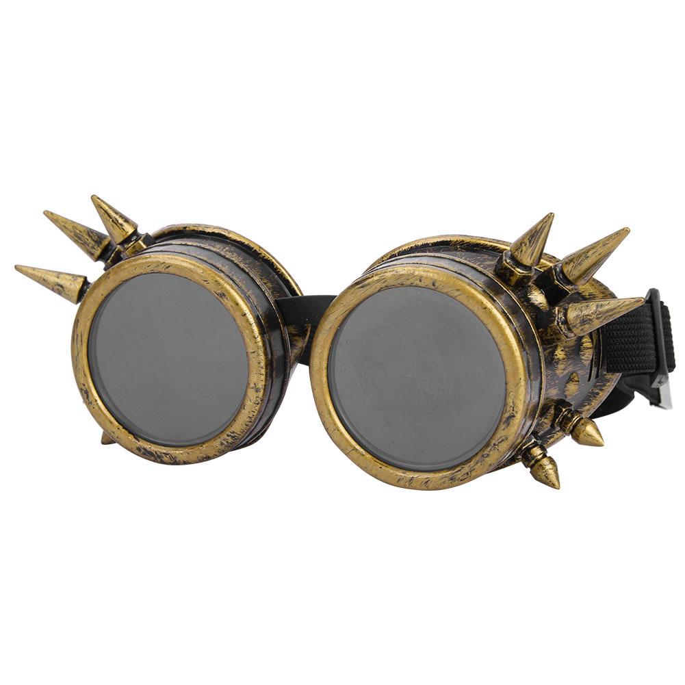 Vintage Spiked Steampunk Goggles Cosplay Glasses Double Layer Windproof (bronze)