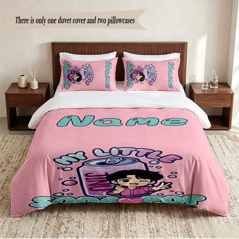jinu Personalized Custom Name 3‑Piece Bedding Set Soft Duvet Cover Set For Bedroom Home Decor