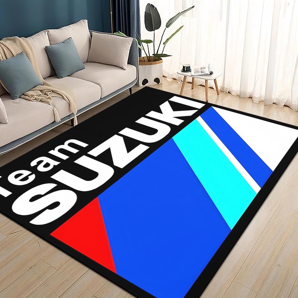 3D Racing Car S-SUZUKI Logo Motorcycle Carpet Rug for Living Room Bedroom Home Sofa Decoration,Kids play Non-slip Floor Mat