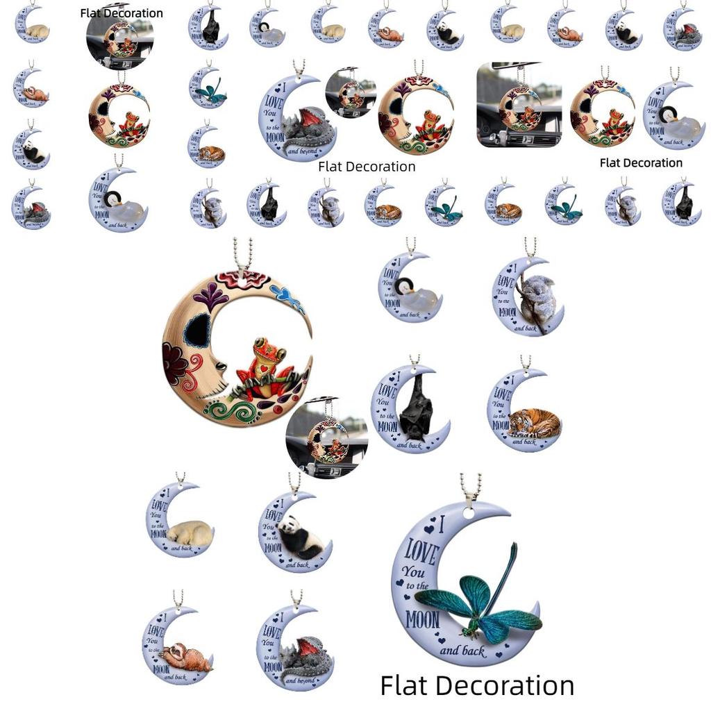 Acrylic Car Pendant Frog Moon Design Ideal For Valentine's Day And Christmas Decor