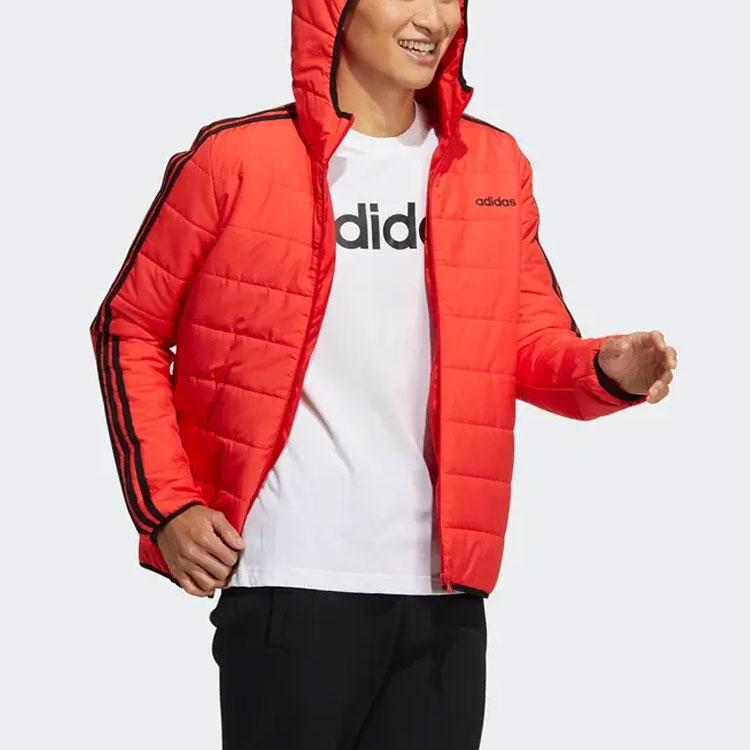 Adidas Neo Classic Three Stripes Hooded Cotton Jacket Men Jacket Black Red GP4927