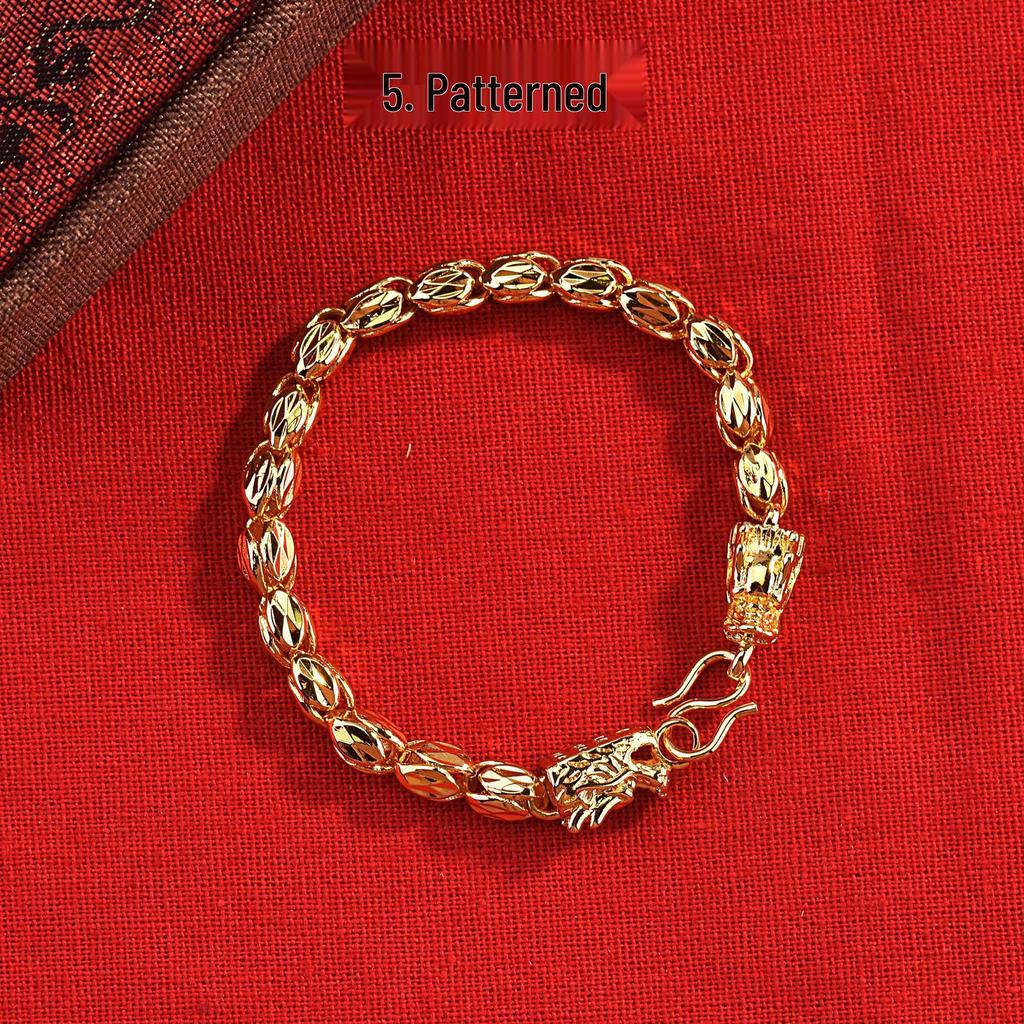 Gold-Plated Brass Butterfly Love Flower Bead Bracelet for Women