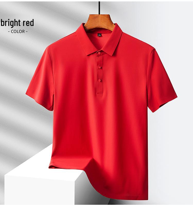 Custom Logo Quick-Dry Seamless Polo: Summer Ice Silk Cool Feel Lapel Short Sleeve Work Shirt