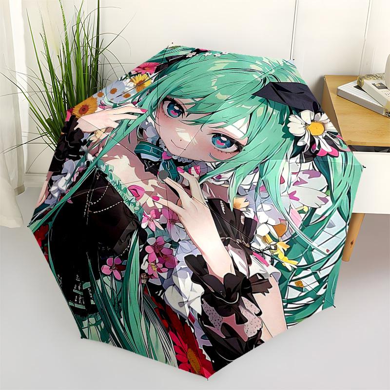 

1pc Outdoor Umbrella with Floral Print - Automatic Open/Closed Umbrella - Lightweight 3-Fold Design - 8 Bone Iron Frame - Perfect Gift for Fans,
