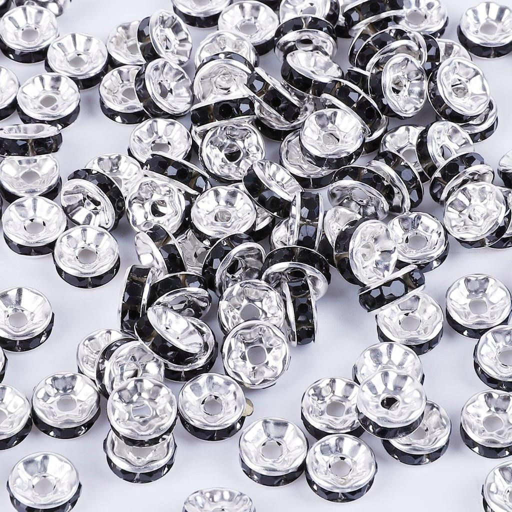 50 Pcs Electroplated Colorful Diamond Spacer Beads for DIY Jewelry, Iron Material