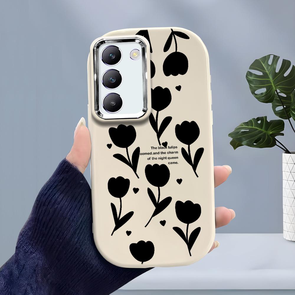 For OPPO A18 A38 A54 A60 A96 Reno12 F 8T 8Z Vivo V30 V40 Y15s Y22 Y27 Y30 Y36 Flowers Pattern Soft Silicone Candy Color Phone Case