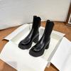 Martin Boots Women's Autumn and Winter New Small Heightening Platform Short Boots Beige High-heeled Thick-heeled Boots