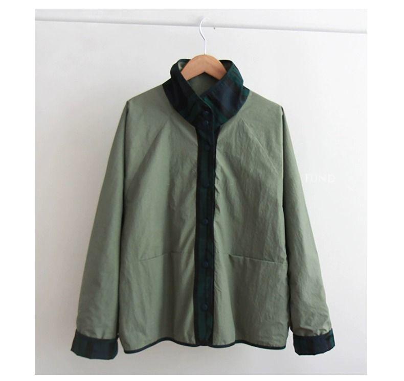 Women's Versatile Reversible Plaid Short Jacket - Korean Style, Spring/Autumn 2025, Loose Fit, Small Size Trench Coat