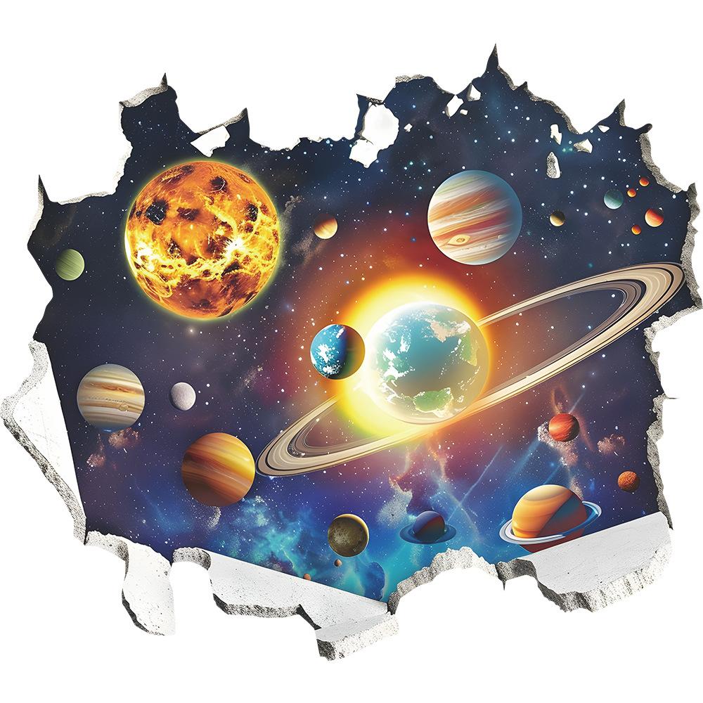 Broken Wall Planet Universe Children's Bedroom Home Background Wall Landscaping Decorative Wall Stickers