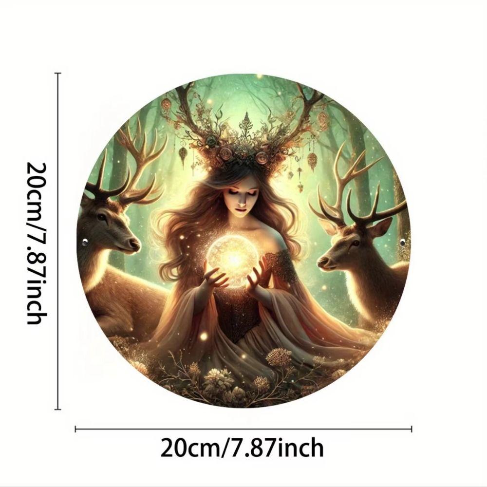 Metal Wall Sign Magic Deer Christmas Art Home Decor 20x20 Cm