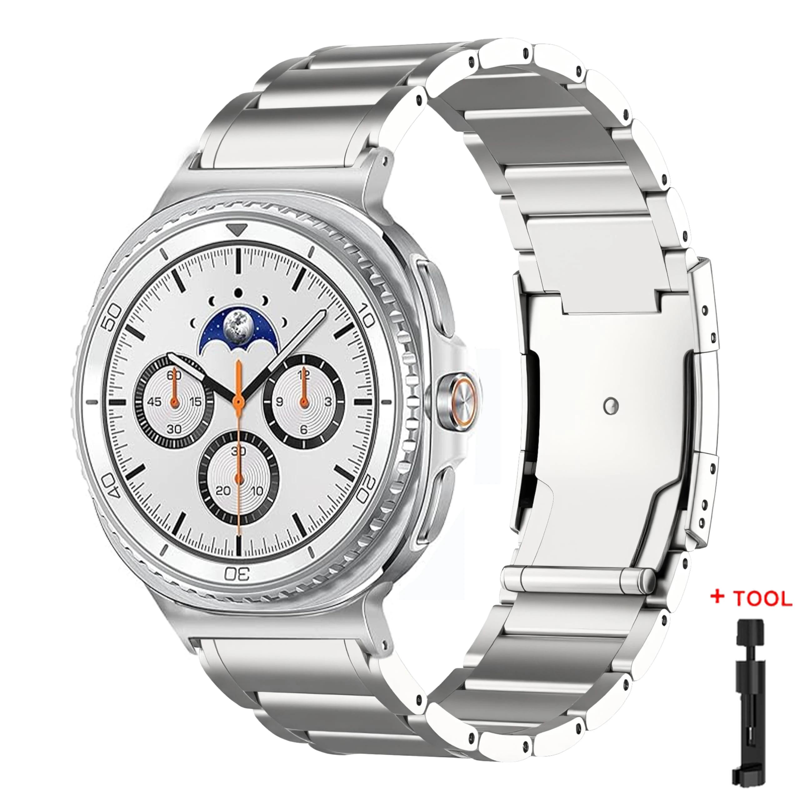 

Luxury Titanium Band for Samsung Galaxy Watch 8 40mm 44mm Metal Strap for Galaxy Watch Ultra 2025/Watch 8 Classic 46mm Bracelet Watch 8 Classic 46mm срібний