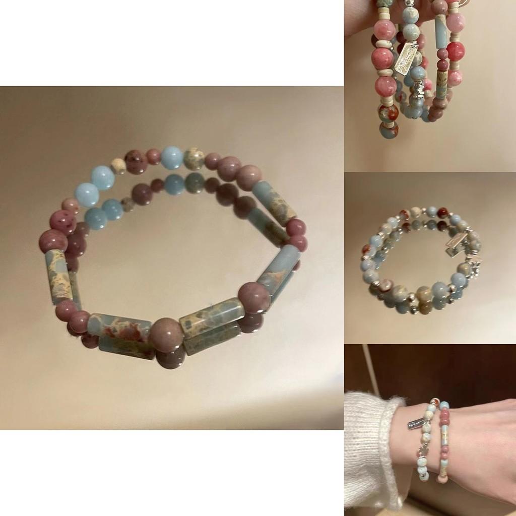 Elegant Handcrafted Ceramic Bracelet For Women With Natural Stone And Beads