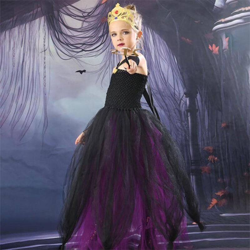Girls' Halloween Vampire Costume Dress With Puffy Skirt Ursula Inspired Cosplay Outfit