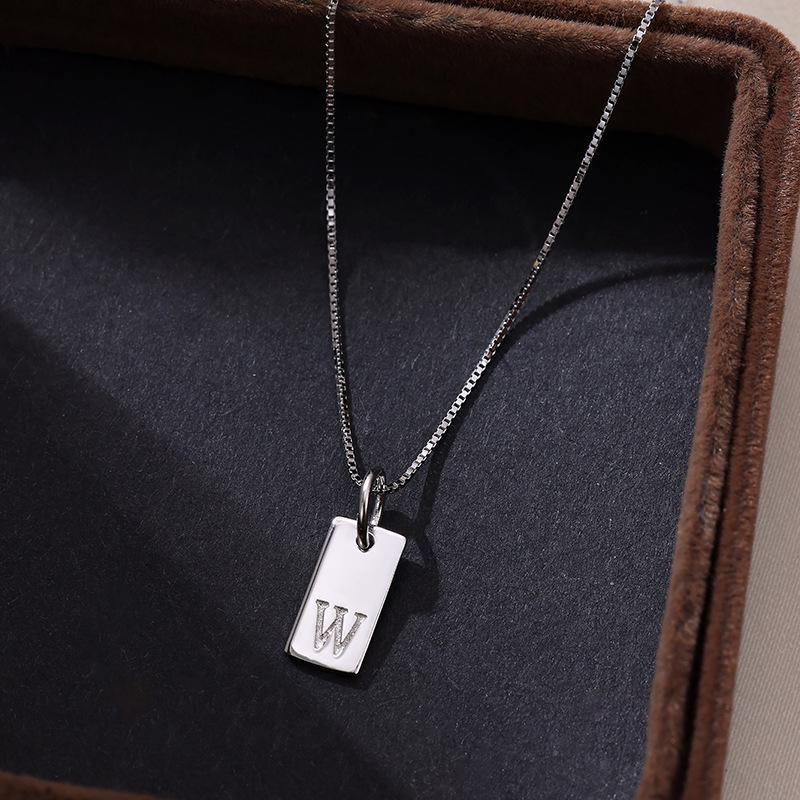 Banyan Tree Sterling Silver Square Letter Pendant Necklace