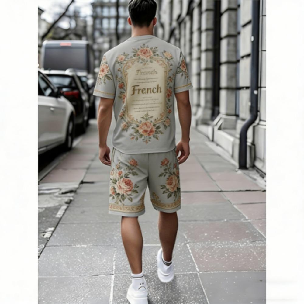 

Summer Europe America Men s T-shirt and Shorts 2 Piece Set Summer Casual Outdoor Men s and Women s Outfit Set Men s Tees Top Clothing XXS