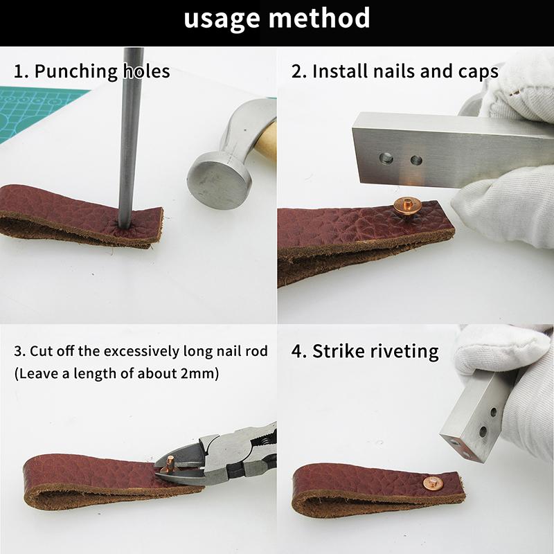 10 sad Nýtované Měděné nýty pro kůži s podložkami pro DIY nýtování DIY Vintage kožené zboží