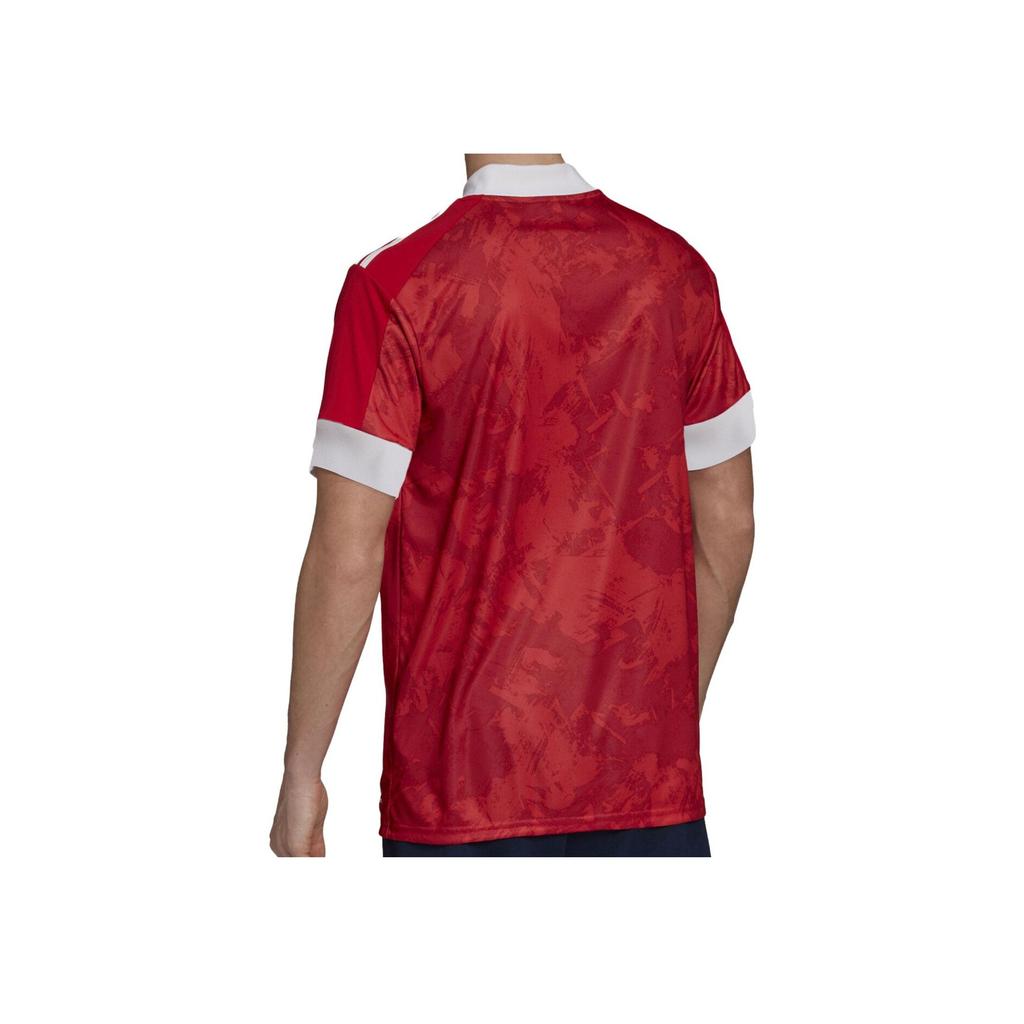 Adidas Logo Print V-Neck Short Sleeve T-Shirt Men Tops Red GQ1193